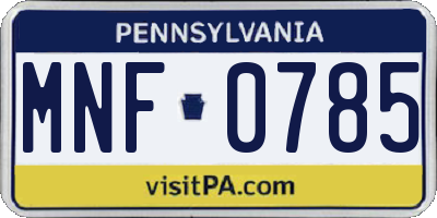 PA license plate MNF0785