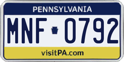 PA license plate MNF0792