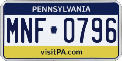 PA license plate MNF0796