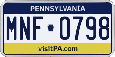 PA license plate MNF0798