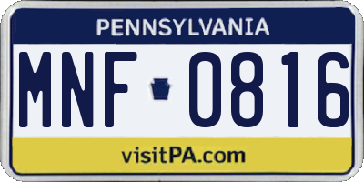 PA license plate MNF0816