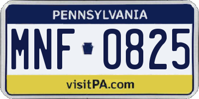 PA license plate MNF0825