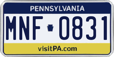 PA license plate MNF0831