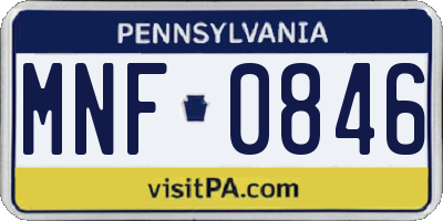 PA license plate MNF0846