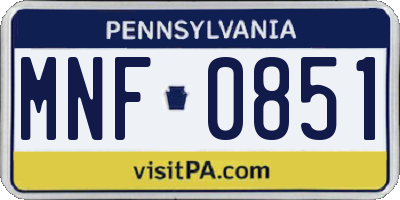PA license plate MNF0851