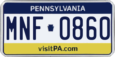 PA license plate MNF0860