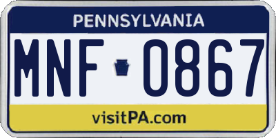 PA license plate MNF0867