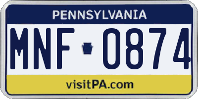 PA license plate MNF0874