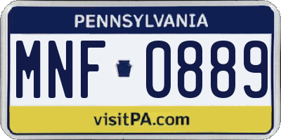 PA license plate MNF0889