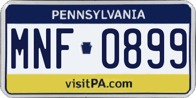 PA license plate MNF0899