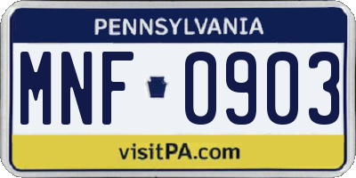 PA license plate MNF0903