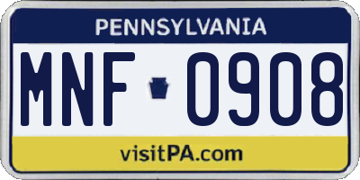 PA license plate MNF0908