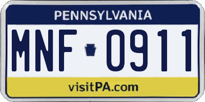 PA license plate MNF0911