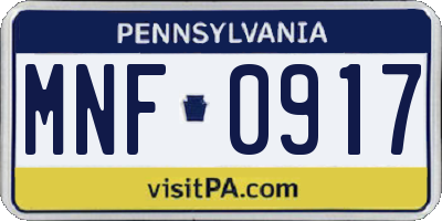 PA license plate MNF0917
