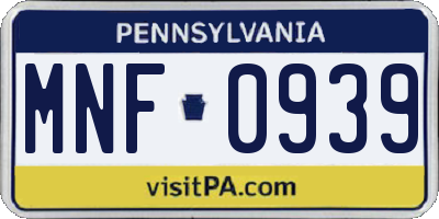 PA license plate MNF0939