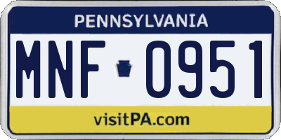 PA license plate MNF0951