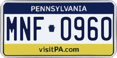 PA license plate MNF0960