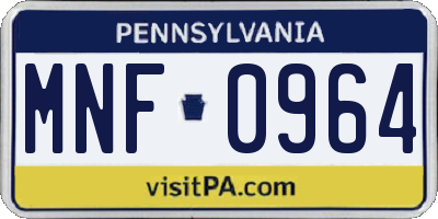 PA license plate MNF0964