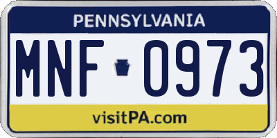 PA license plate MNF0973
