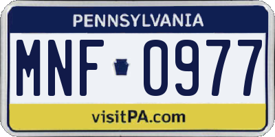PA license plate MNF0977