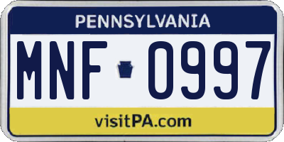 PA license plate MNF0997