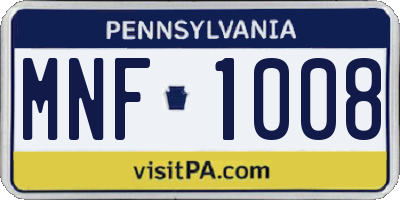 PA license plate MNF1008