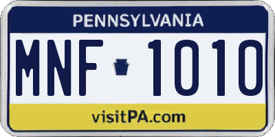 PA license plate MNF1010