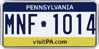 PA license plate MNF1014