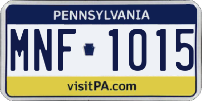 PA license plate MNF1015