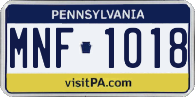 PA license plate MNF1018