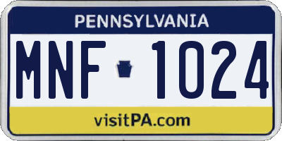 PA license plate MNF1024