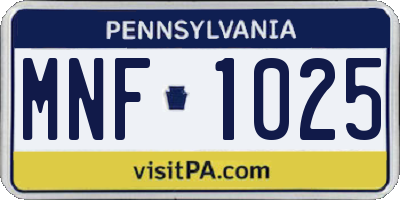 PA license plate MNF1025