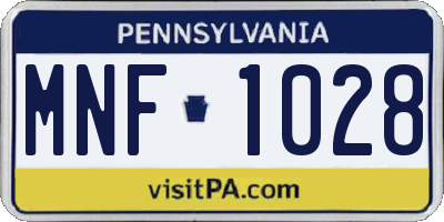 PA license plate MNF1028