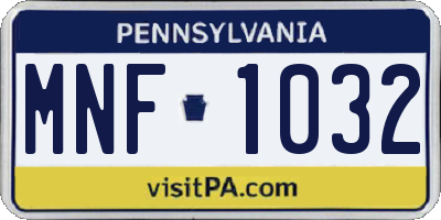 PA license plate MNF1032