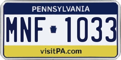 PA license plate MNF1033