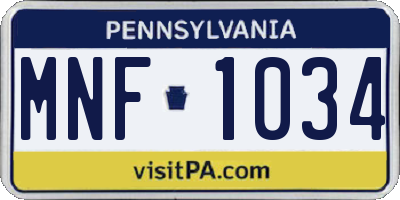 PA license plate MNF1034