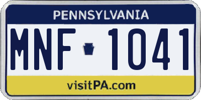 PA license plate MNF1041