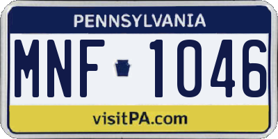 PA license plate MNF1046