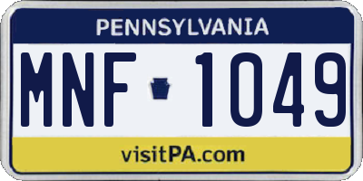 PA license plate MNF1049