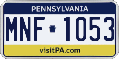 PA license plate MNF1053