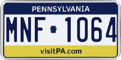PA license plate MNF1064