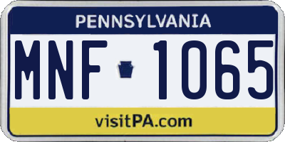 PA license plate MNF1065