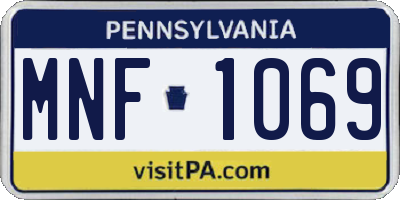 PA license plate MNF1069