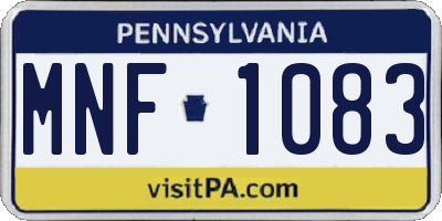 PA license plate MNF1083