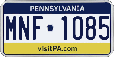 PA license plate MNF1085