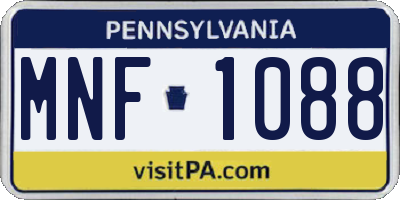 PA license plate MNF1088