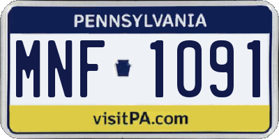 PA license plate MNF1091