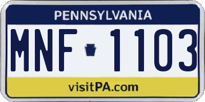 PA license plate MNF1103
