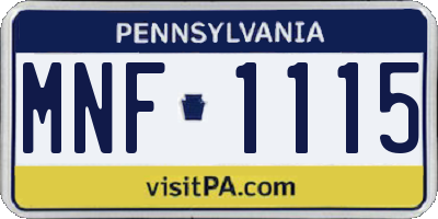 PA license plate MNF1115