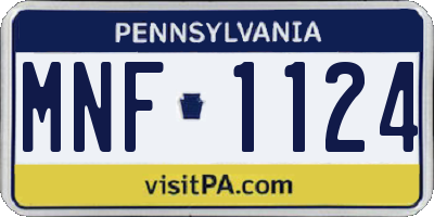 PA license plate MNF1124